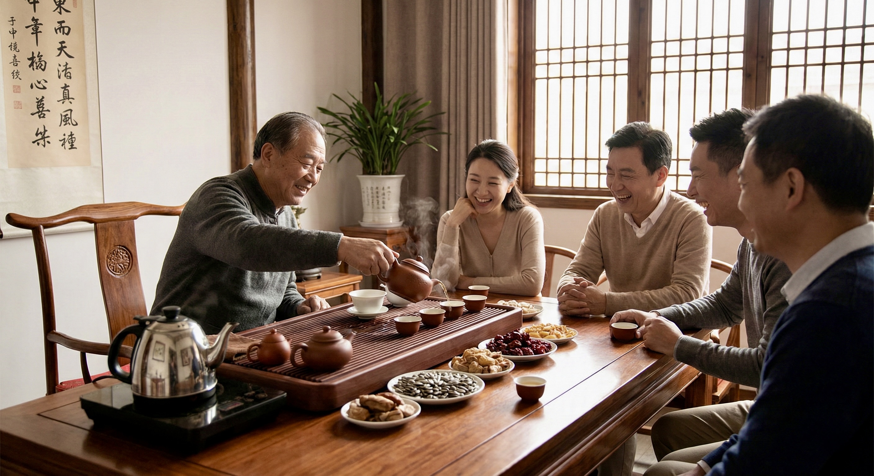 Service du thé dans une cérémonie chinoise.