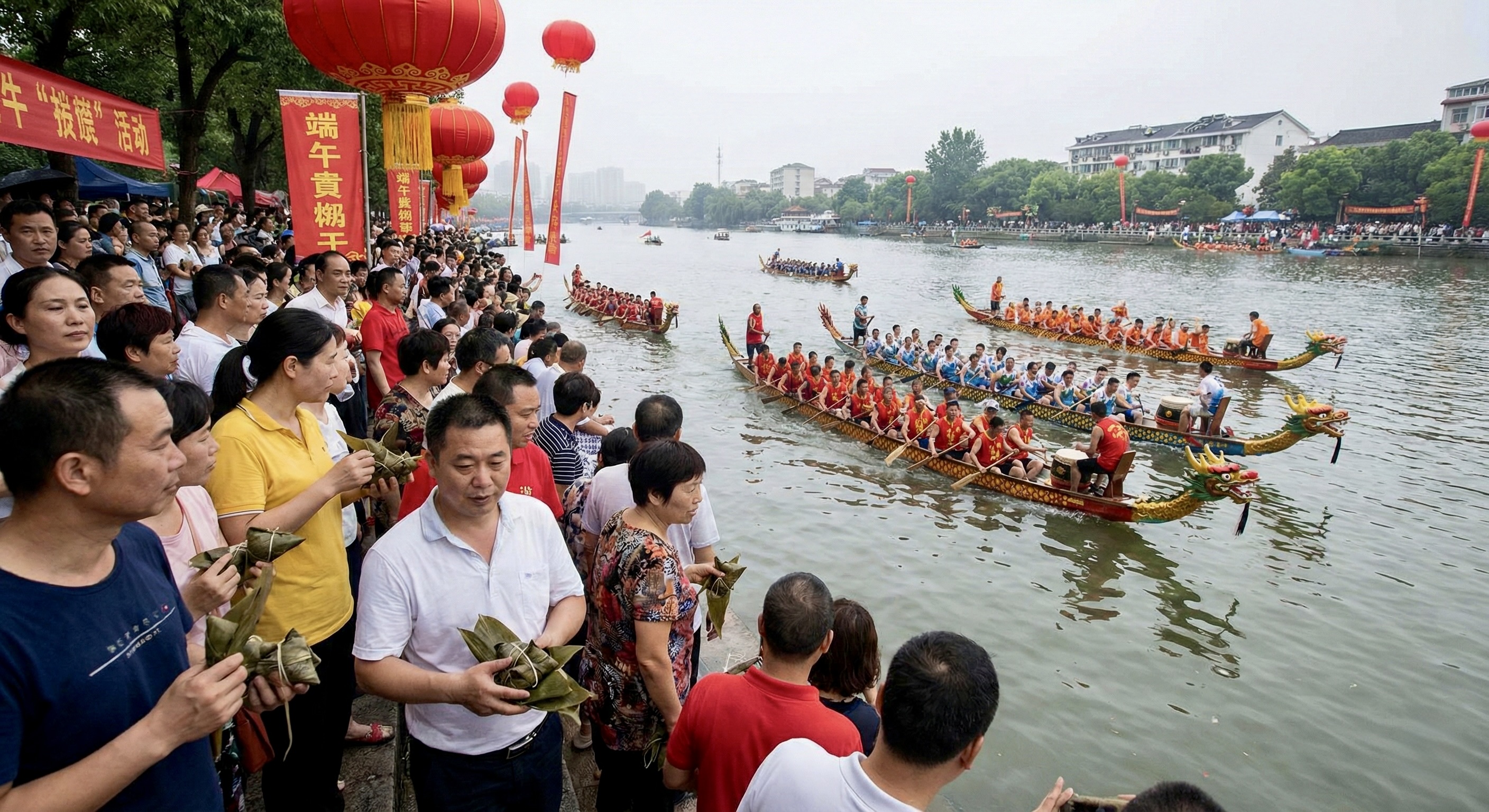 Équipages pendant le Hong Kong Dragon Boat Festival.