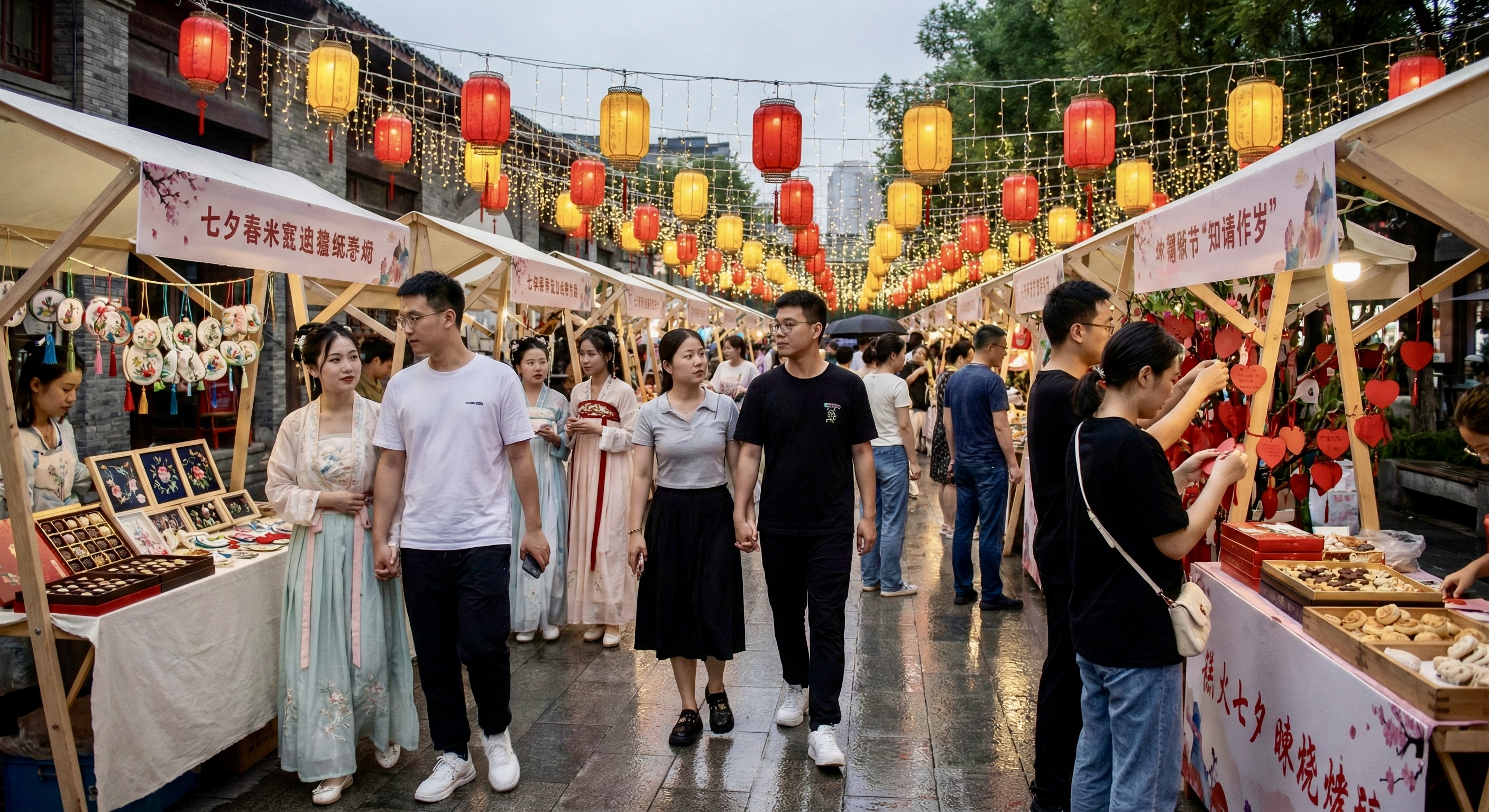 Peinture ancienne liée au festival Qixi.